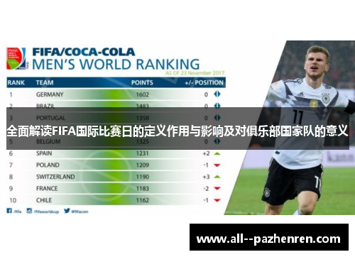 全面解读FIFA国际比赛日的定义作用与影响及对俱乐部国家队的意义